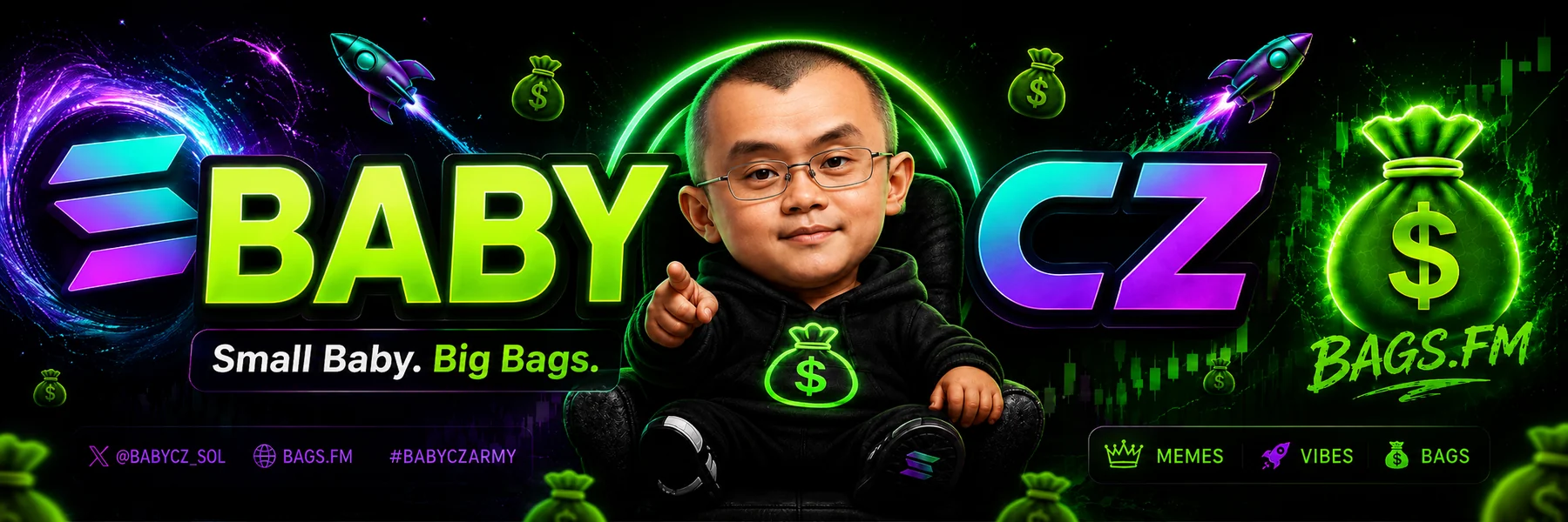 BabyCZ neon crypto banner